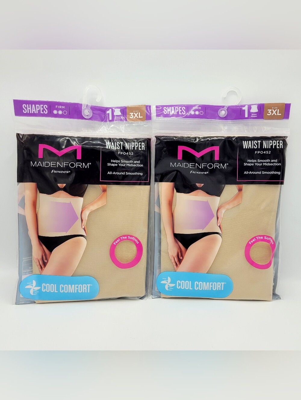 Maidenform Shapewear Seamless Firm Shaping Waist Trainer Nude Women 3XL (2 Pack)